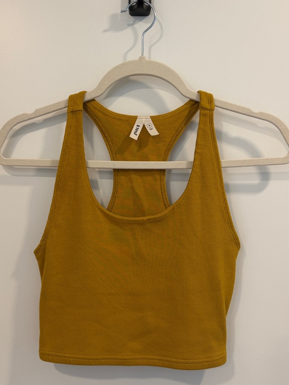 Pact Ribbed Cotton Crop Tank Top in Golden Yellow | Medium